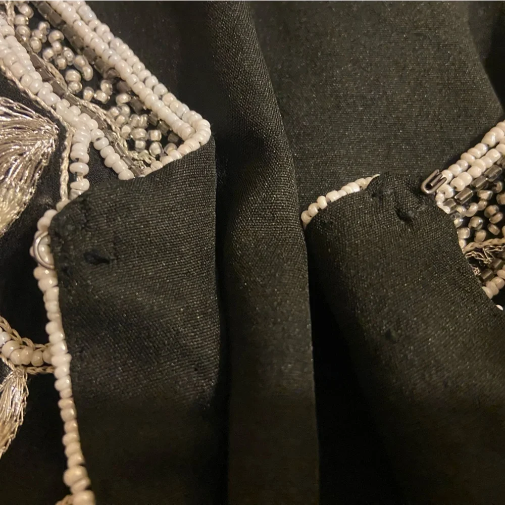 Vintage Adrianna Papell Evening Jacket Womens 100% Silk Black Beaded Formal